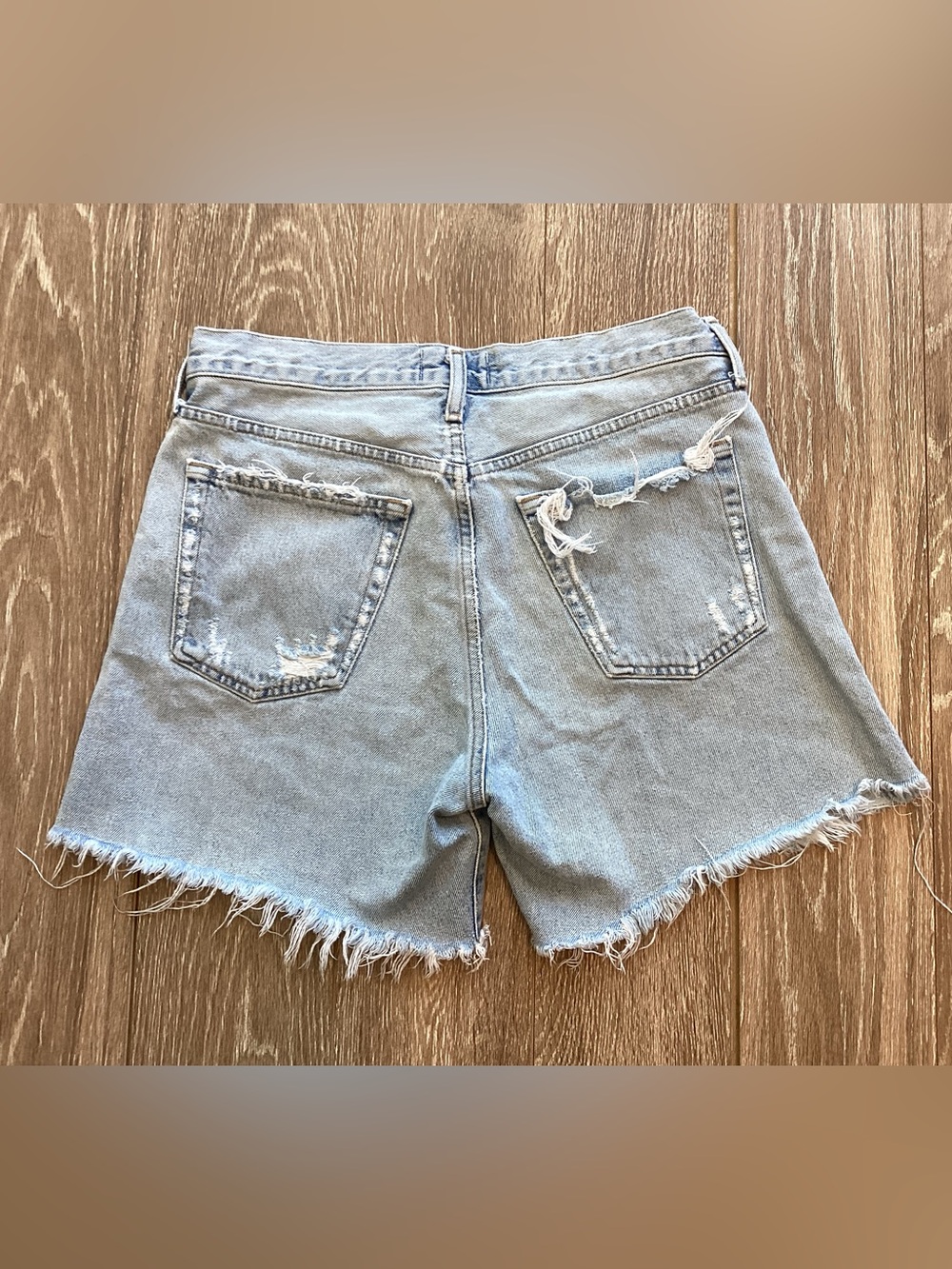 Agolde Parker Long Denim Cutoff Shorts - Picture 2 of 6